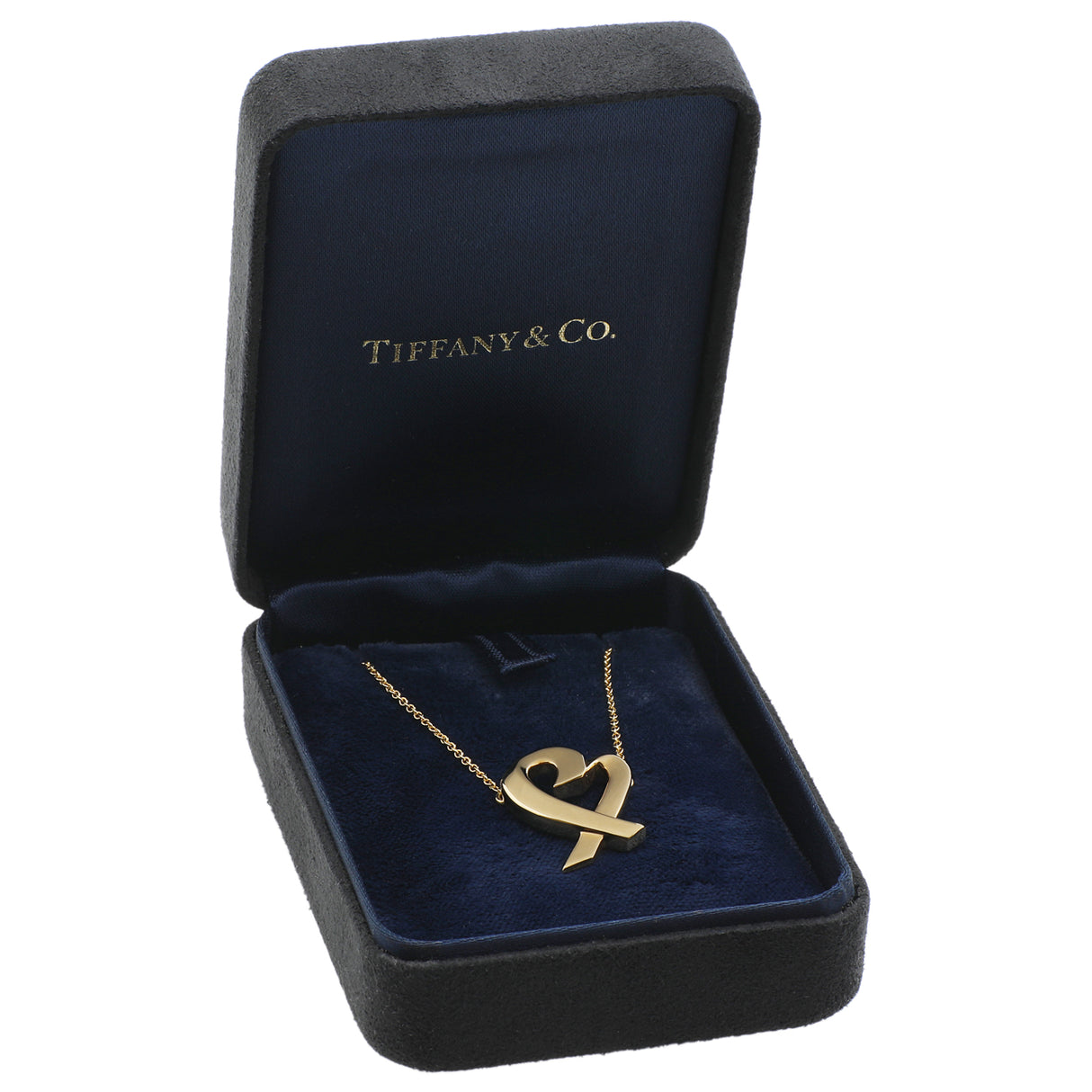 Tiffany & Co. 18K Yellow Gold Paloma Picasso Loving Heart Pendant Necklace Designer Jewellery Tiffany and Co