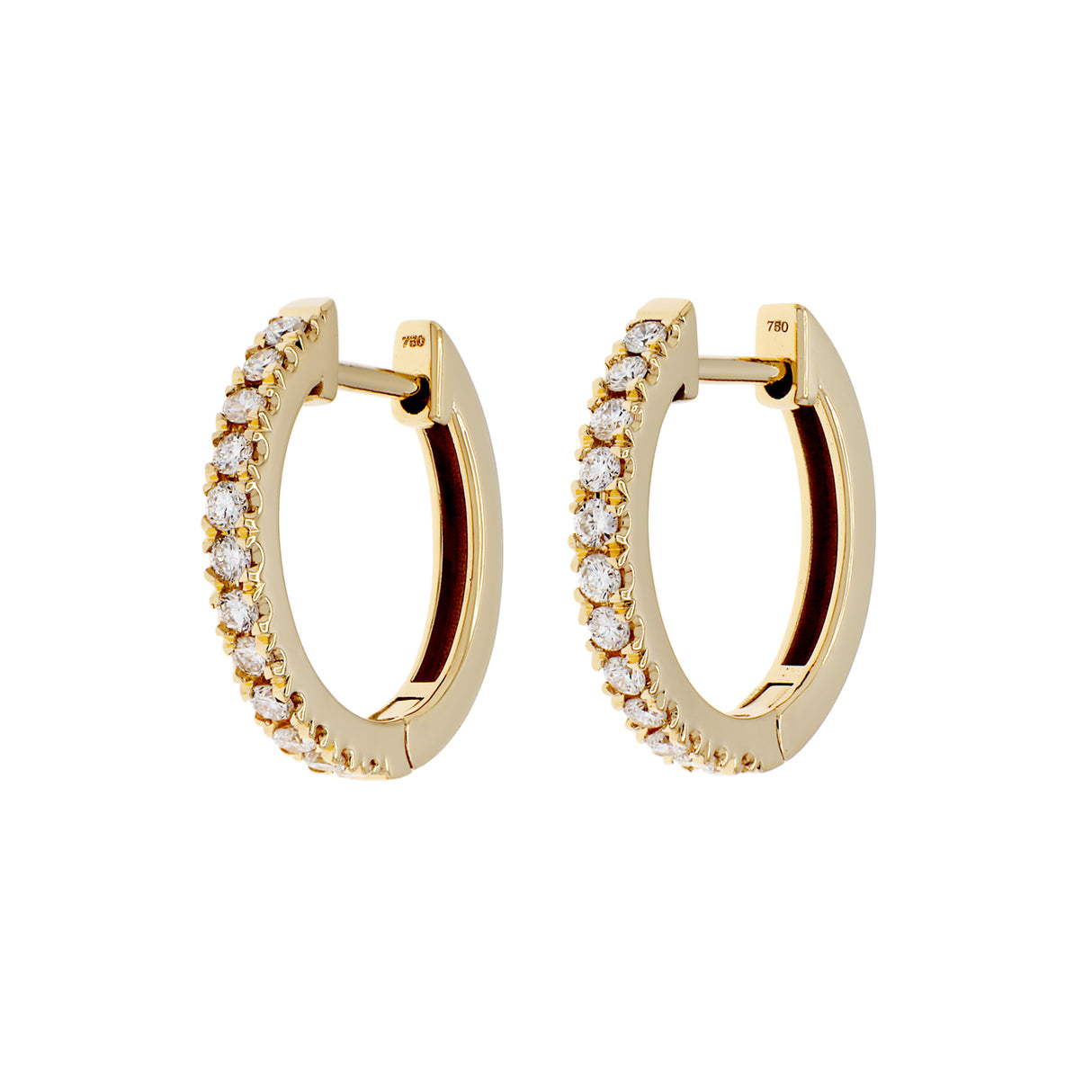 18K Yellow Gold Diamond Huggie Hoop Earrings Fine Jewellery Modaselle