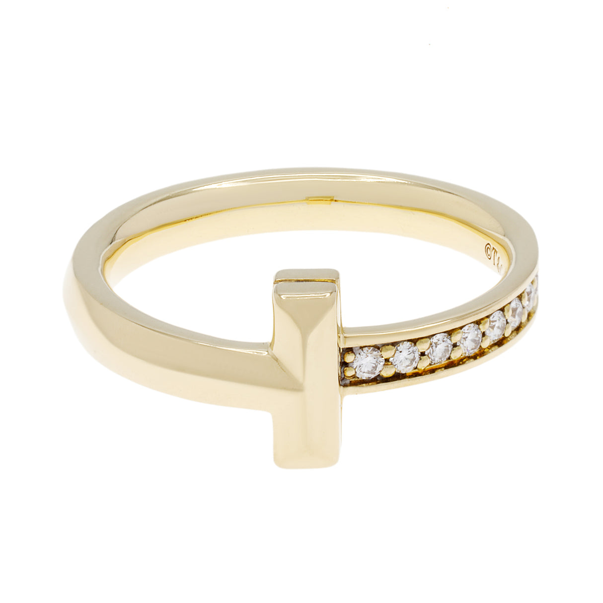 Tiffany & Co. 18K Yellow Gold Diamond T1 Ring Designer Jewellery Tiffany and Co