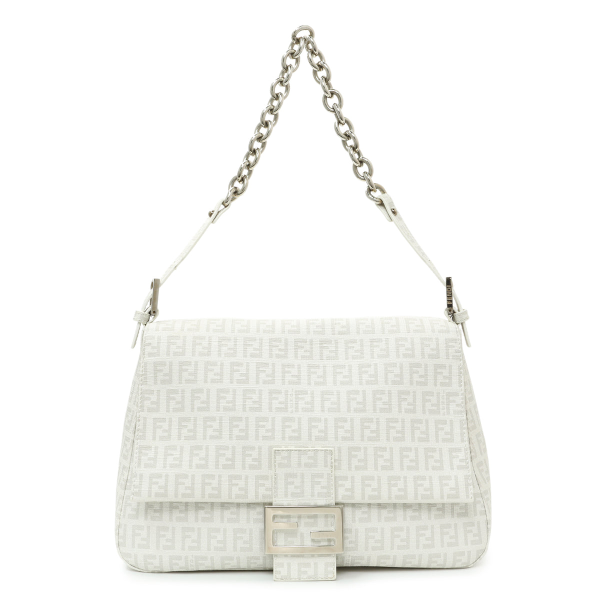 Fendi White Zucchino Mama Baguette Handbags Fendi
