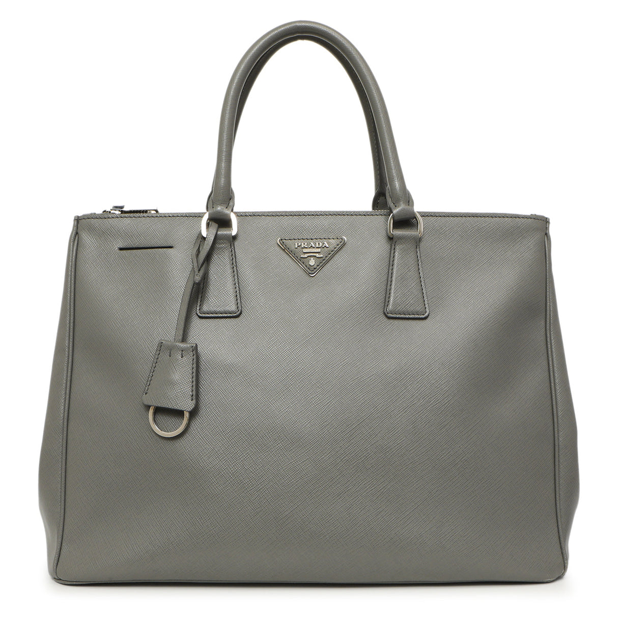 Prada Grey Saffiano Large Galleria Double Zip Tote Handbags Prada