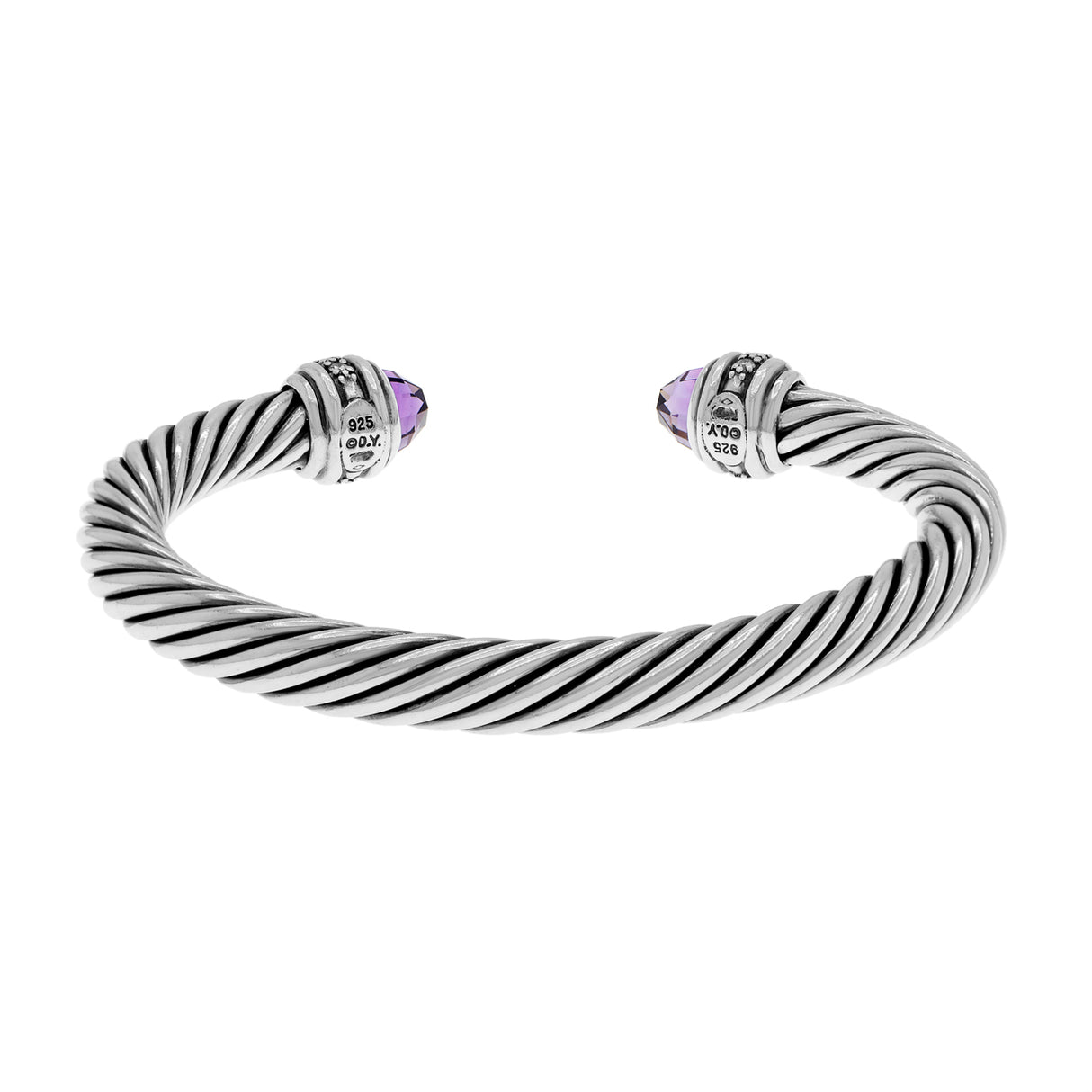 David Yurman Sterling Silver 7mm Diamond Amethyst Cable Classics Bracelet Designer Jewellery David Yurman