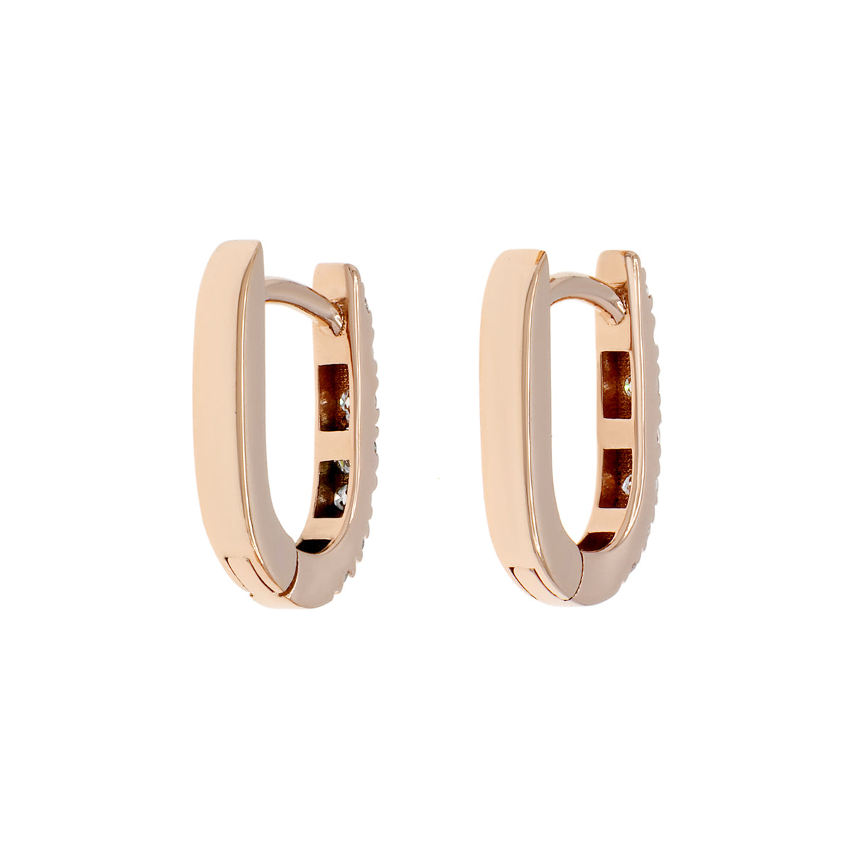 18K Rose Gold Diamond Huggie Earrings Fine Jewellery Modaselle