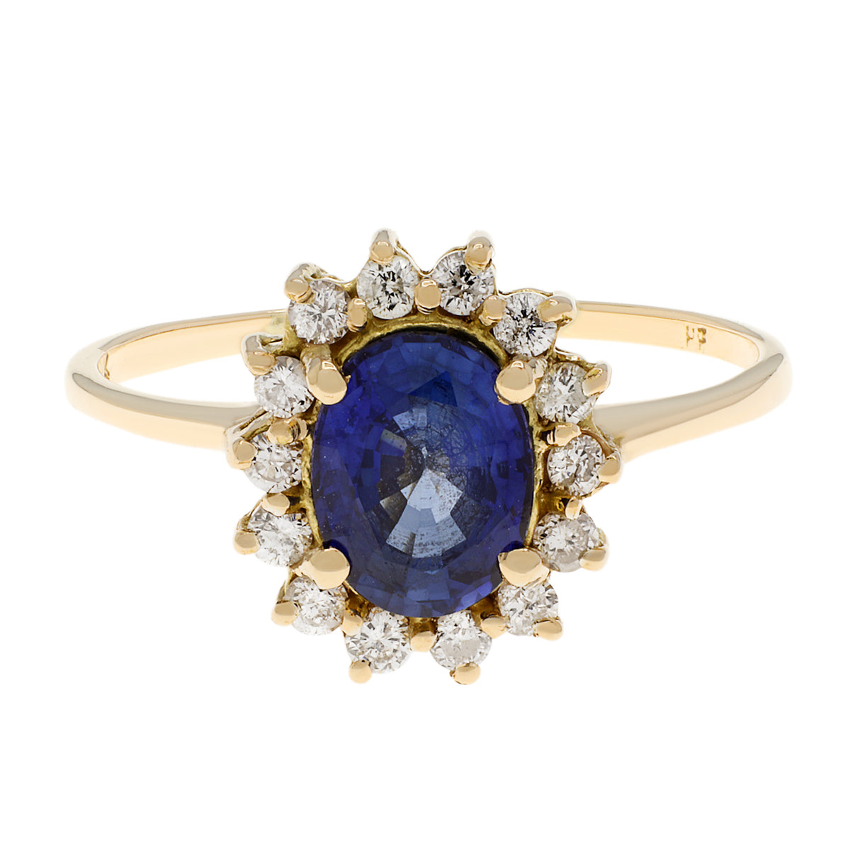 18K Yellow Gold 1.01 Carat Sapphire Halo Ring Fine Jewellery Modaselle