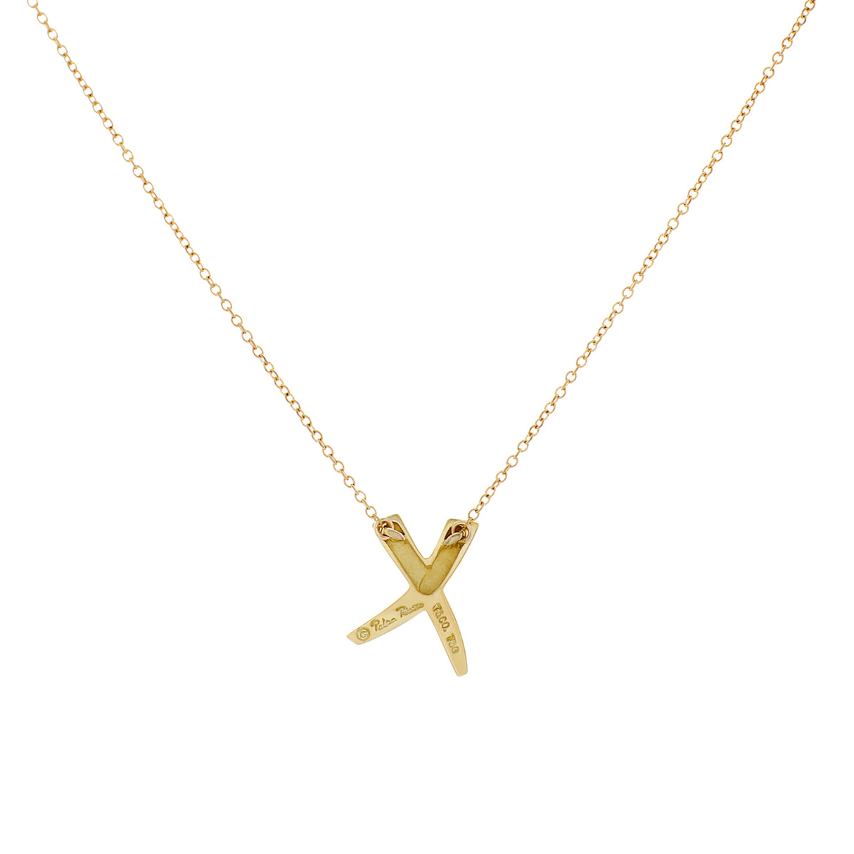 Tiffany & Co. 18K Yellow Gold Paloma Picasso Graffiti X Pendant Necklace Designer Jewellery Tiffany and Co