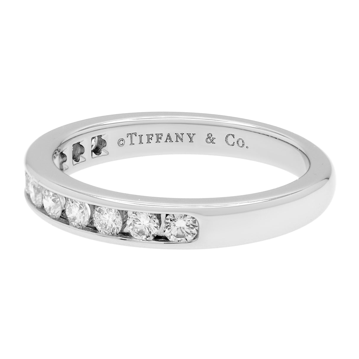 Tiffany & Co. Platinum Diamond 3mm Half Circle Wedding Band Designer Jewellery Tiffany and Co