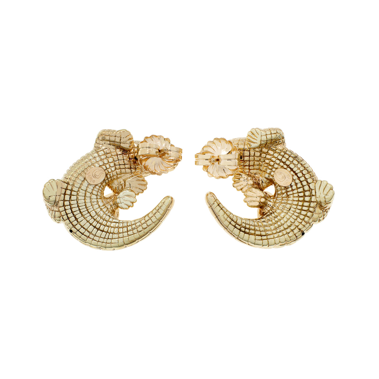 14K Yellow Gold Alligator Earrings Fine Jewellery Modaselle