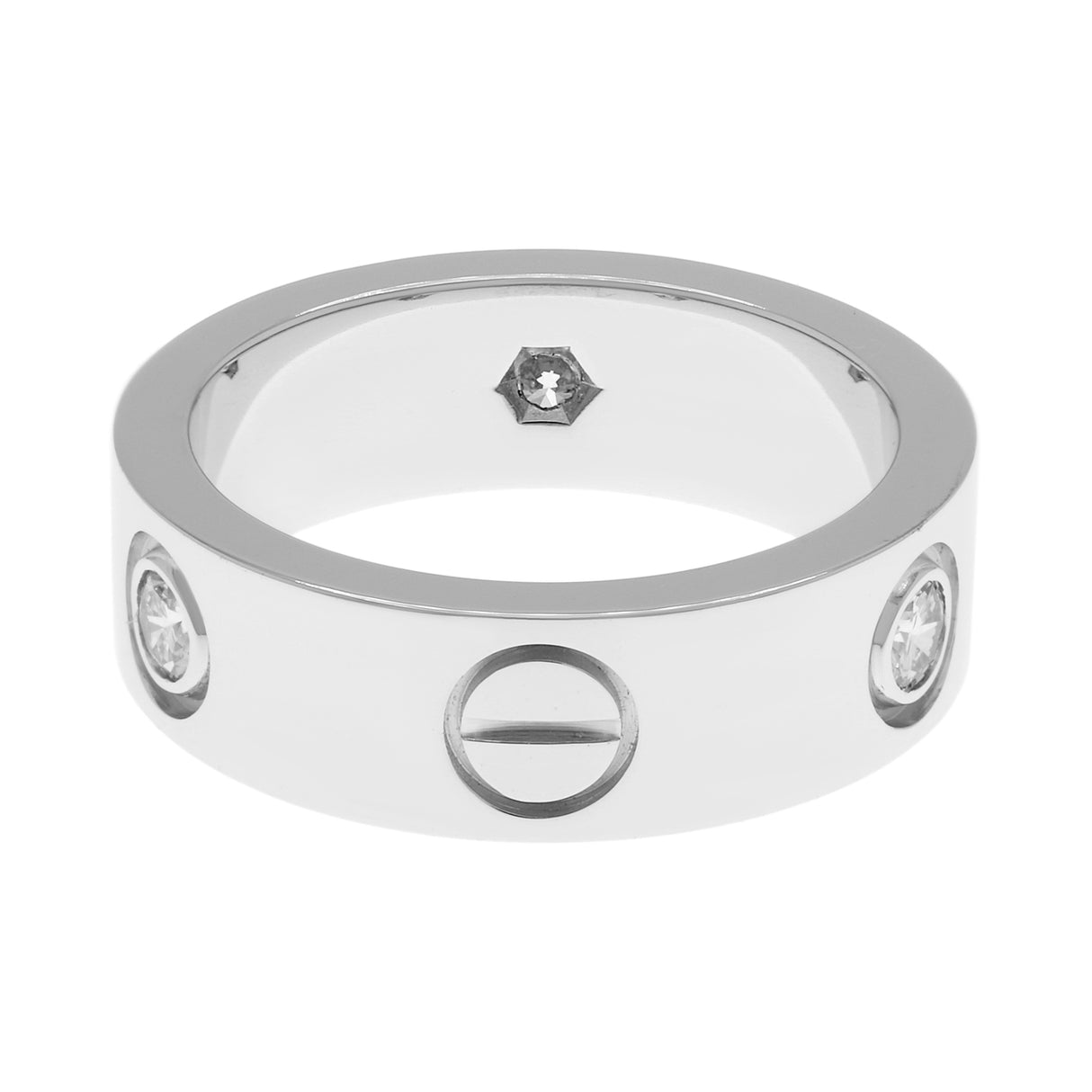 Cartier 18K White Gold 3 Diamond Love Ring Designer Jewellery Cartier