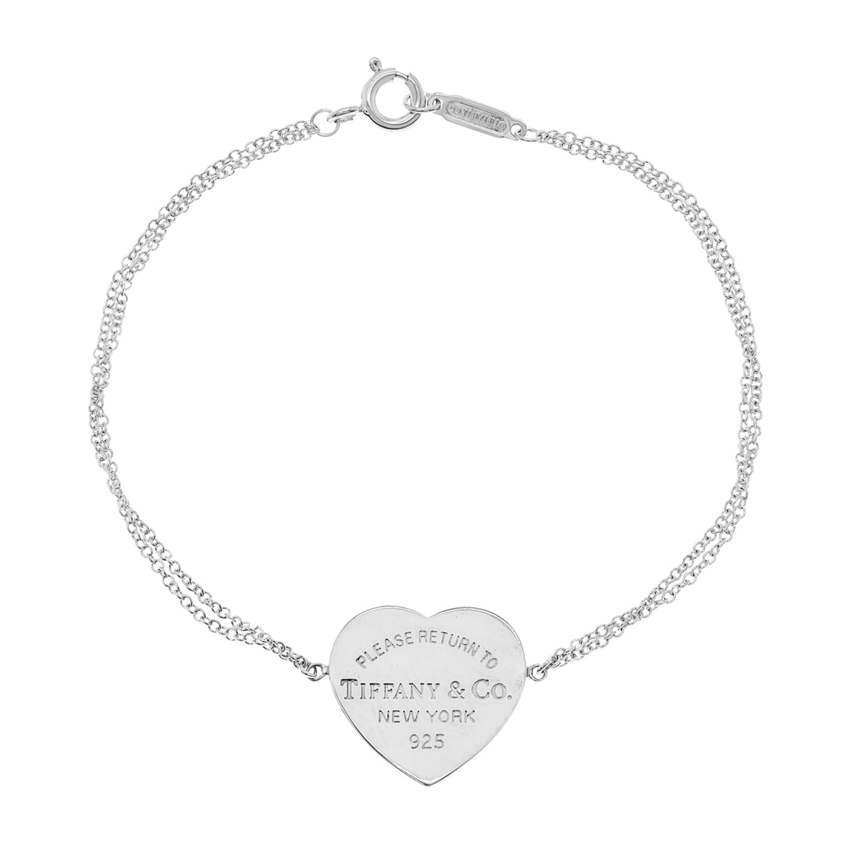 Tiffany & Co. Sterling Silver Heart Tag Double Chain Bracelet Designer Jewellery Tiffany and Co