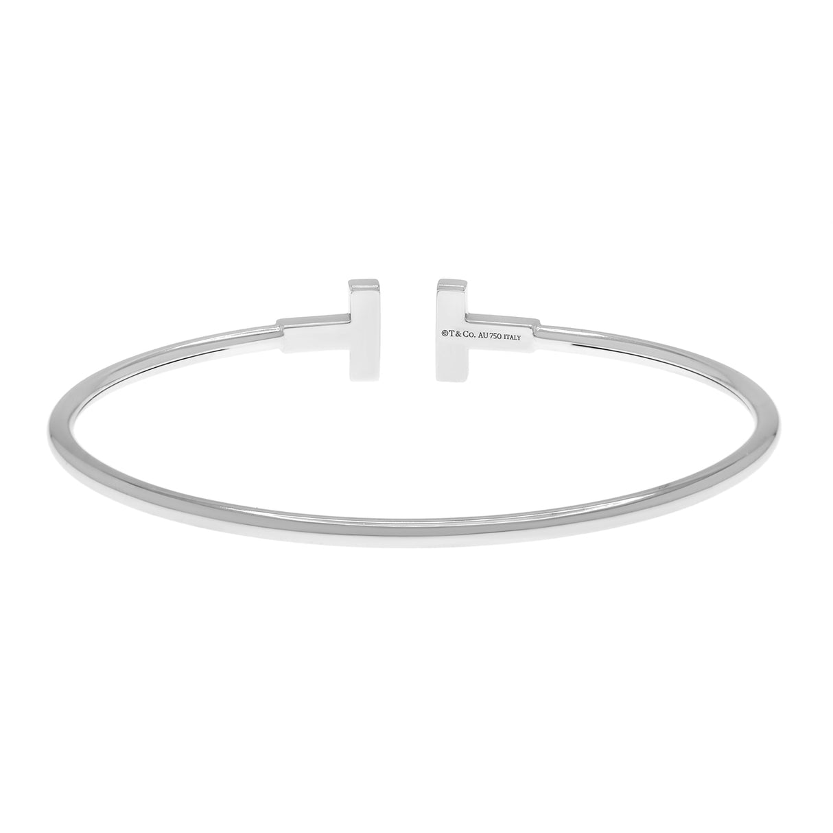 Tiffany & Co. 18K White Gold Diamond T Wire Bracelet Designer Jewellery Tiffany and Co