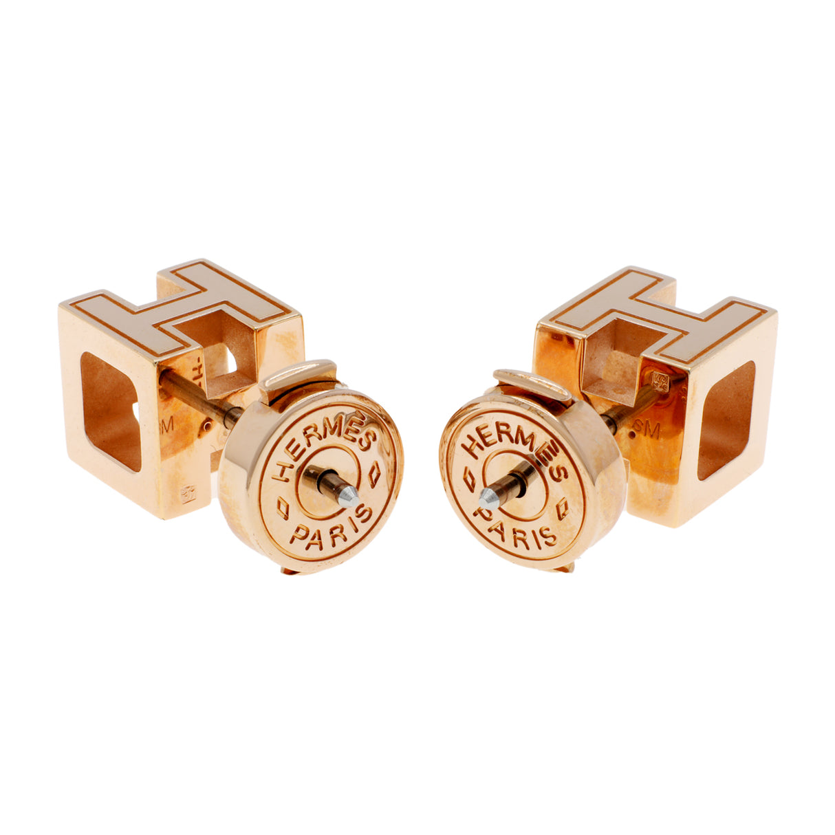 Hermes Lacquered Cage d'H Earrings Designer Jewellery Hermes