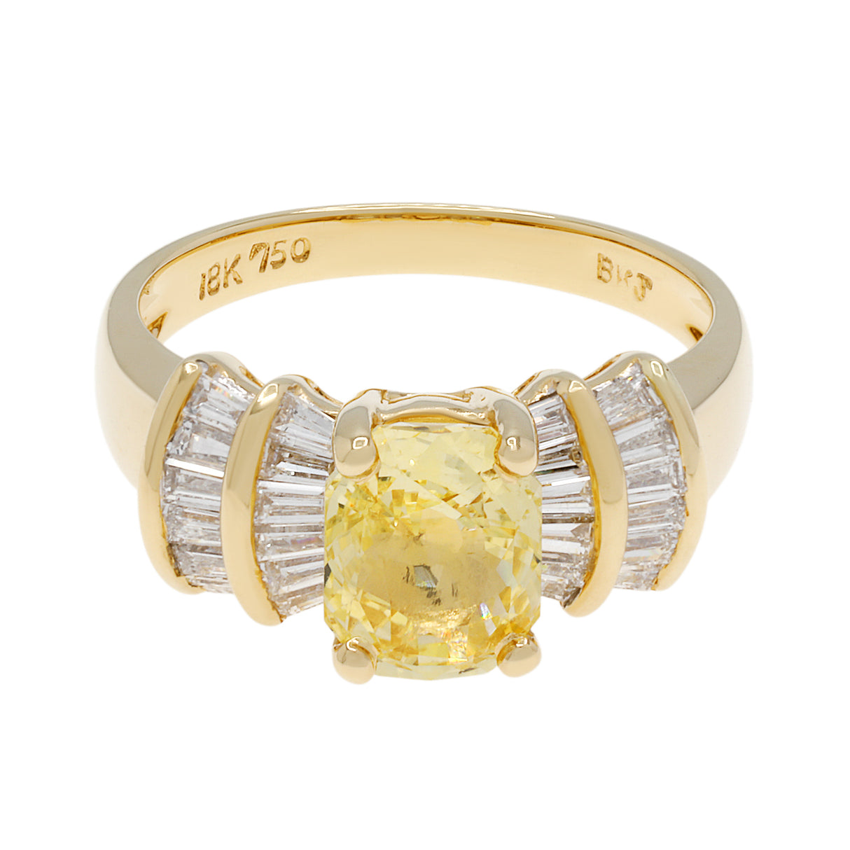 18K Yellow Gold 2.29ct Fancy Yellow Sapphire Diamond Ring Fine Jewellery Modaselle