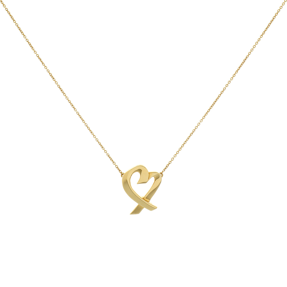 Tiffany & Co. 18K Yellow Gold Paloma Picasso Loving Heart Pendant Necklace Designer Jewellery Tiffany and Co