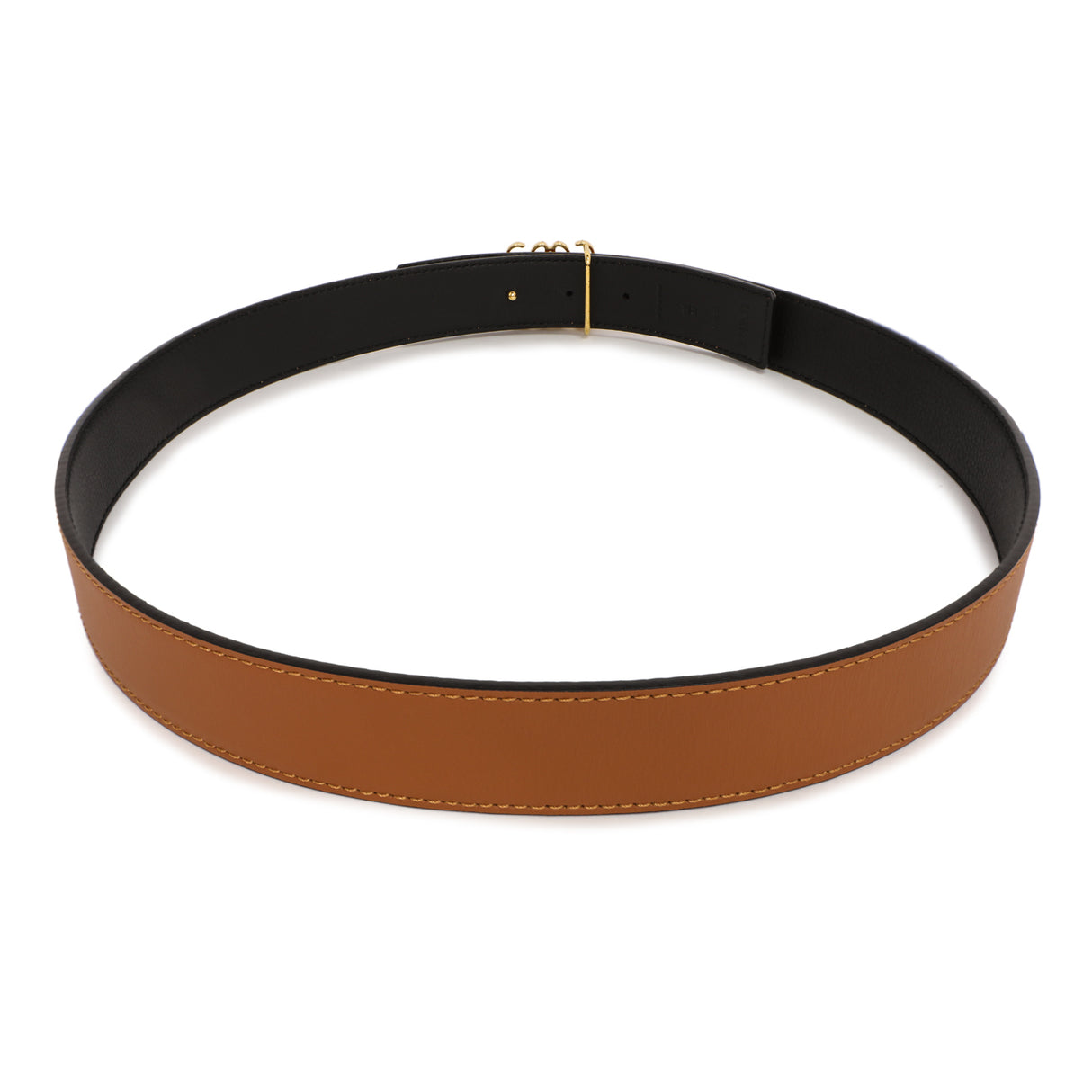Loewe Tan Black Calfskin Anagram Reversible Belt Loewe
