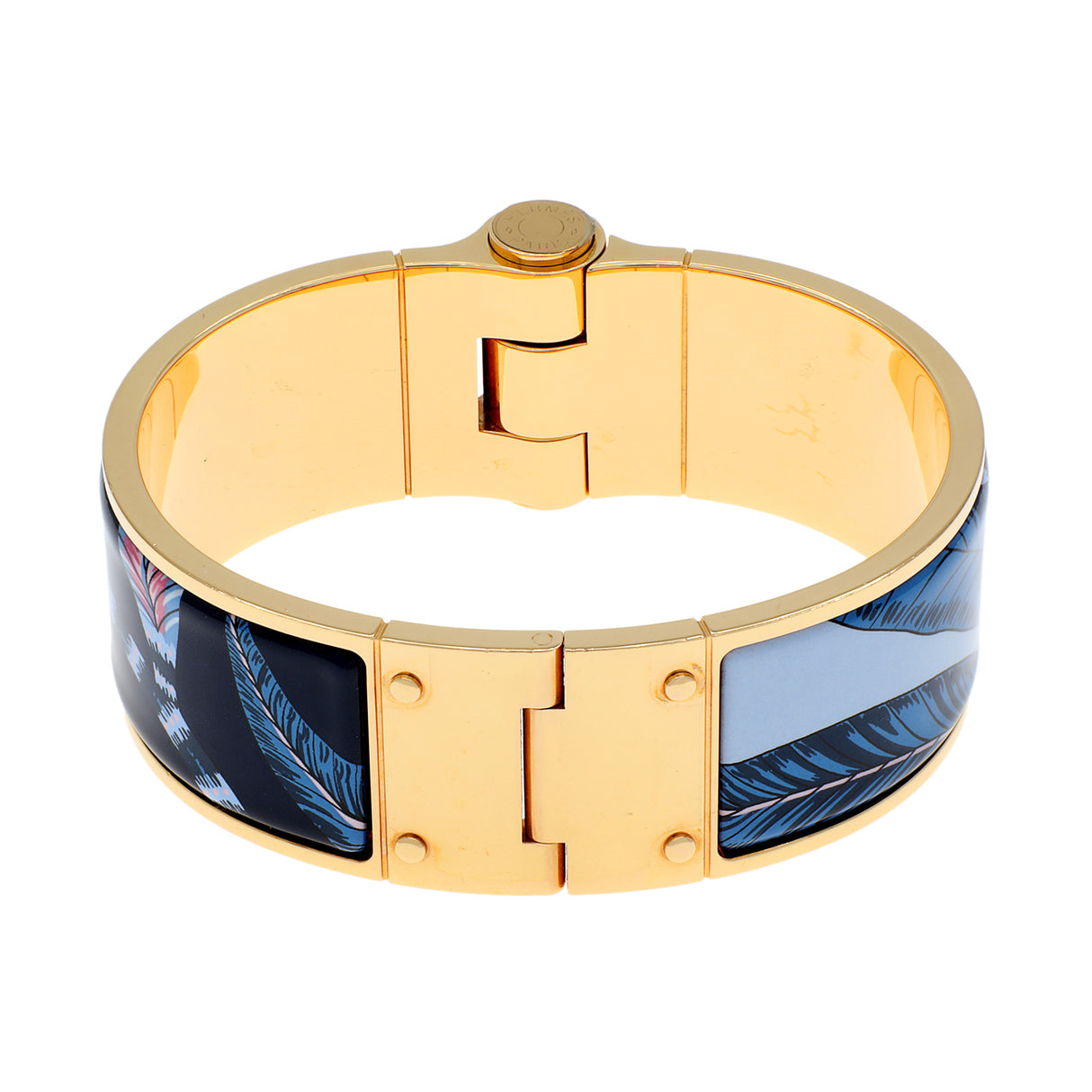 Hermes Enamel Charniere Savana Dance Wide Hinged Bracelet Designer Jewellery Hermes