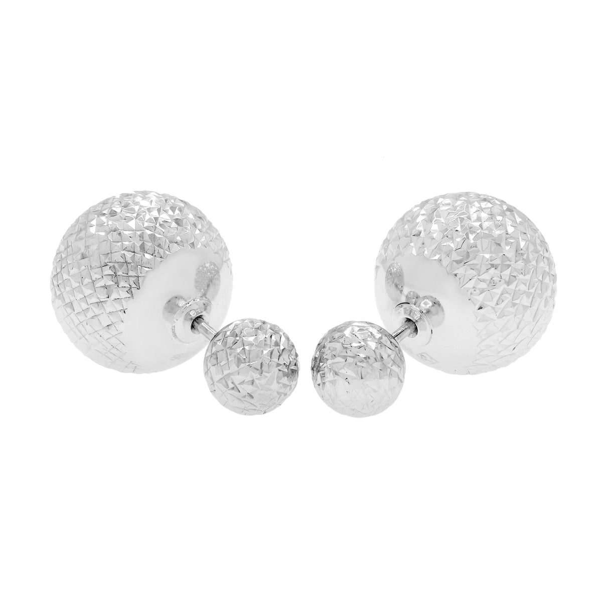 14k White Gold Diamond Cut Sphere Earrings Fine Jewellery Modaselle