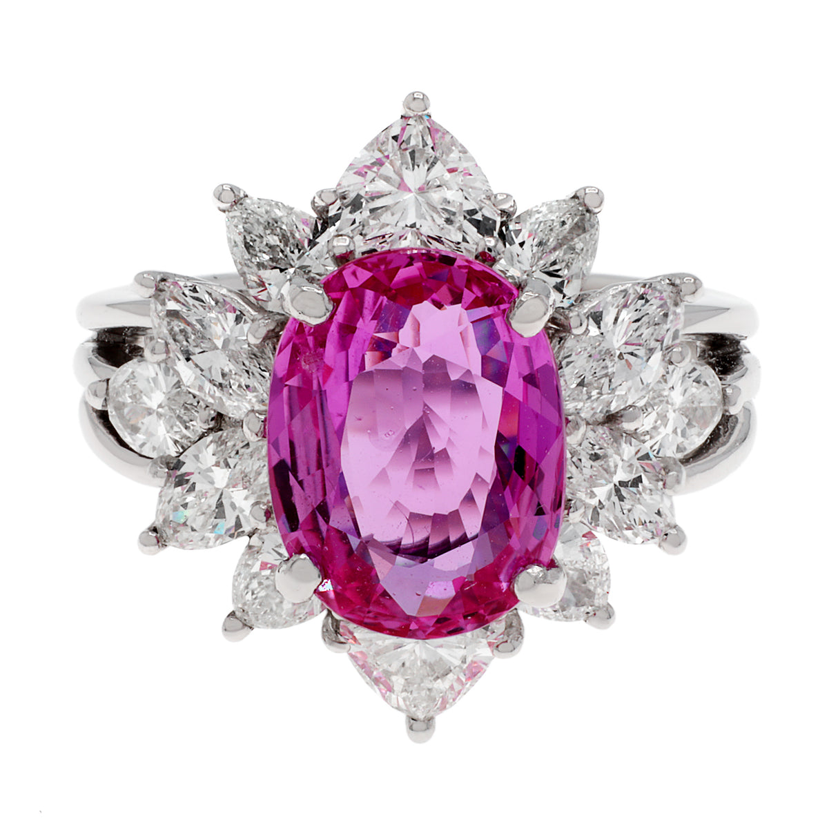 18K White Gold 4.12 Carat Pink Sapphire Ring Fine Jewellery Modaselle