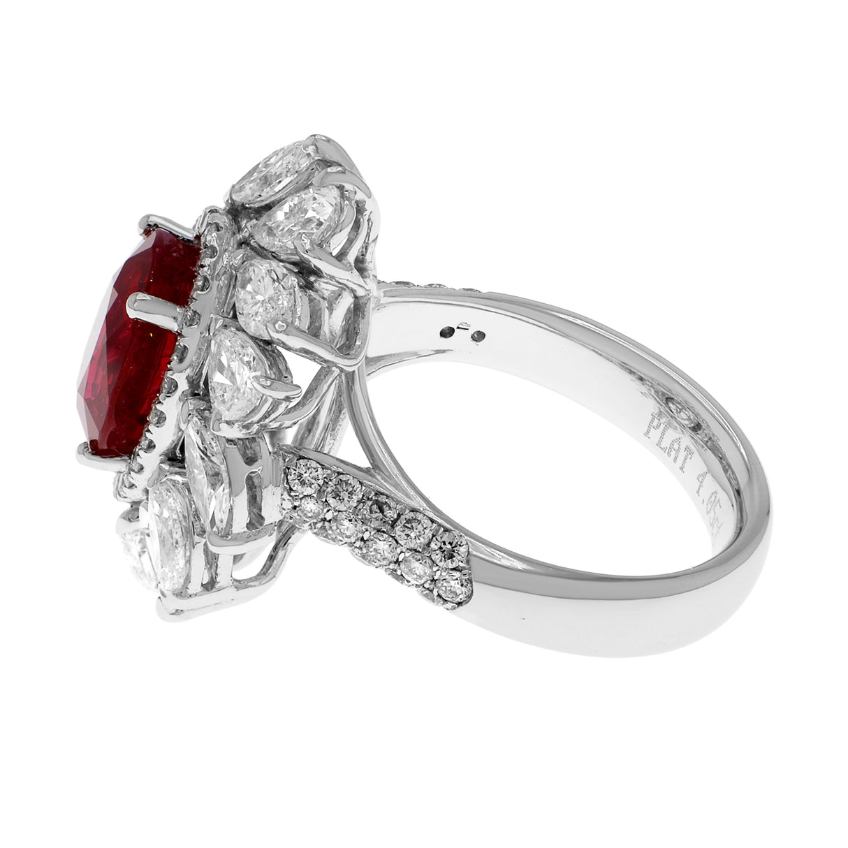 Platinum 4.05 Carat Ruby Diamond Ring Fine Jewellery Modaselle
