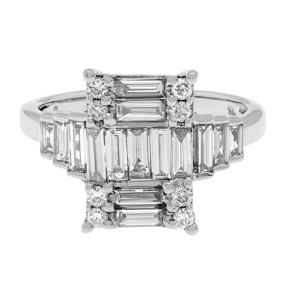 18K White Gold 1.88 Carat Baguette Diamond Ring Fine Jewellery Modaselle