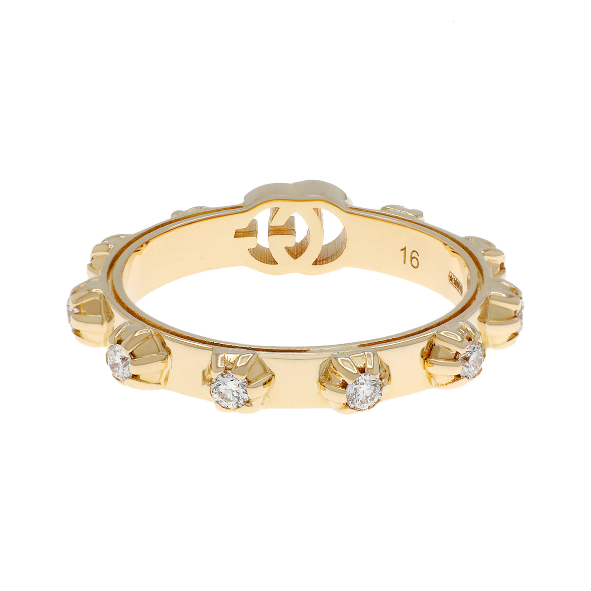 Gucci 18K Yellow Gold Diamond Running GG Ring Designer Jewellery Gucci