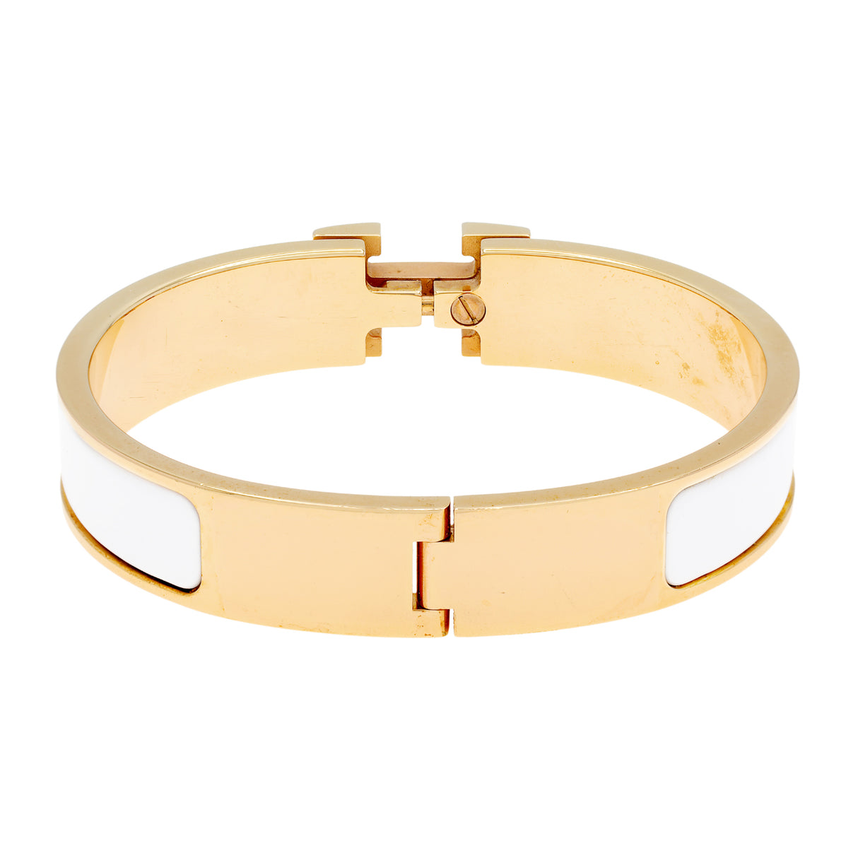 Hermes Rose Gold White Enamel Clic H Bracelet Designer Jewellery Hermes