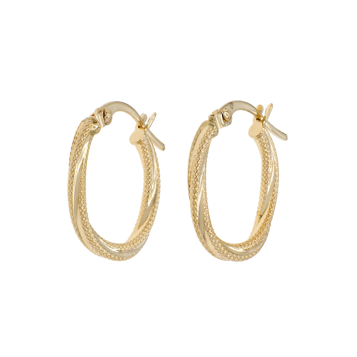18K Yellow Gold Twist Hoop Earrings Fine Jewellery Modaselle