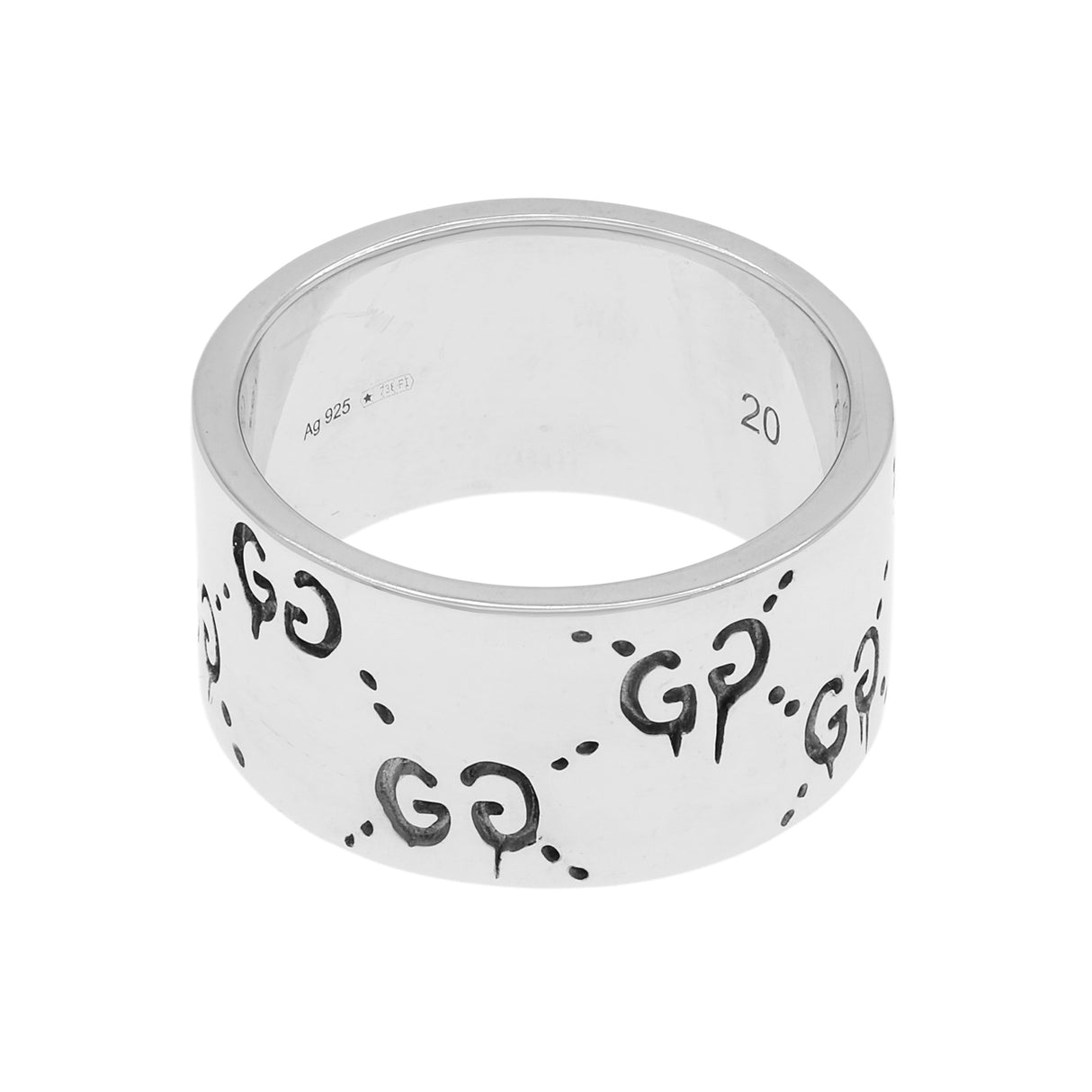 Gucci Sterling Silver GucciGhost Hamlet Skull Wide Band Ring Designer Jewellery Gucci