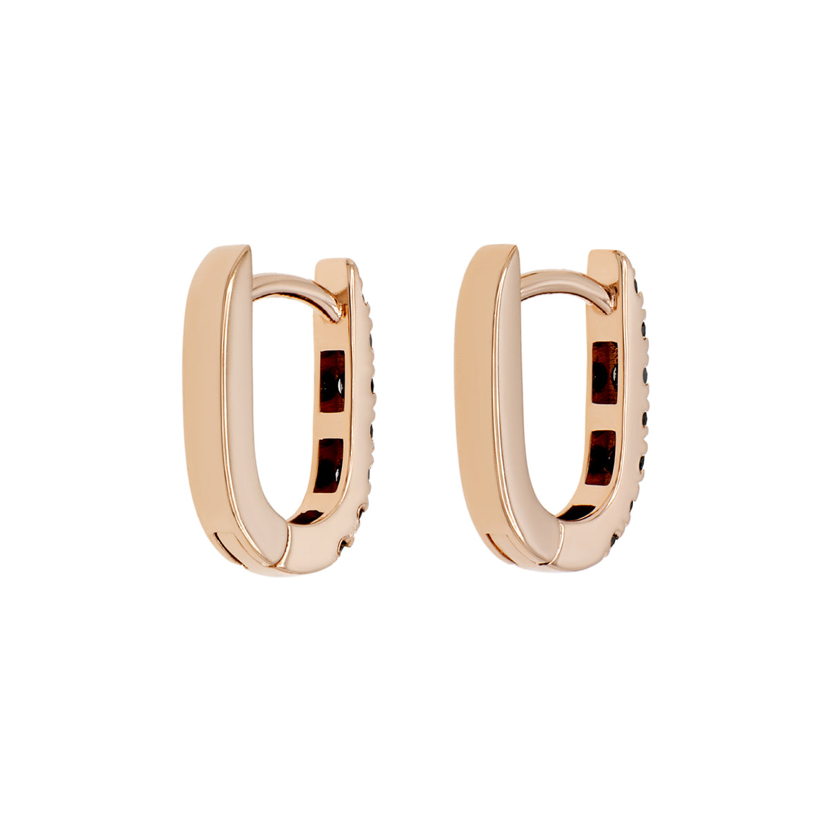 18K Rose Gold Black Diamond Huggie Earrings Fine Jewellery Modaselle
