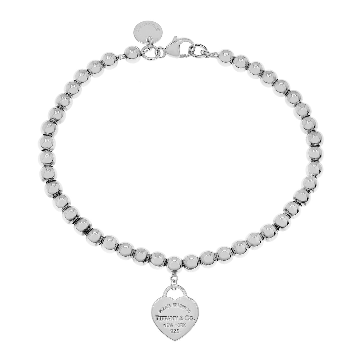 Tiffany & Co. Sterling Heart Tag Bead Bracelet Designer Jewellery Tiffany and Co