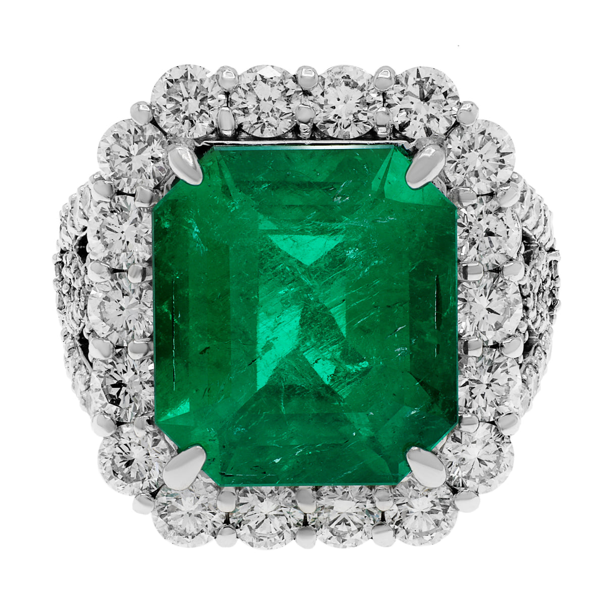 Platinum 7.54 Carat Emerald Diamond Ring Fine Jewellery Modaselle