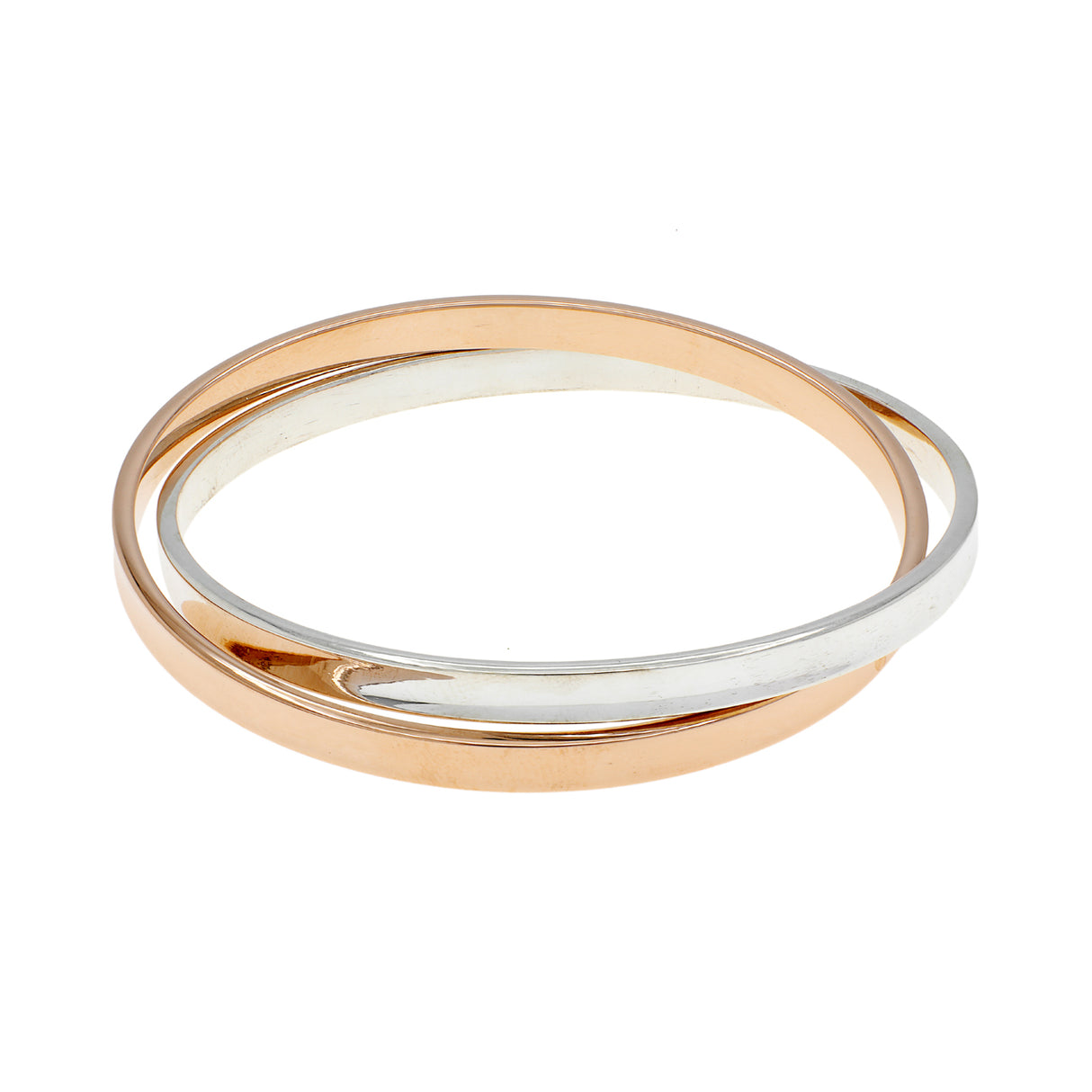 Tiffany & Co. 18K Rose Gold Sterling Silver 1837 Interlocking Circles Bangle Designer Jewellery Tiffany and Co