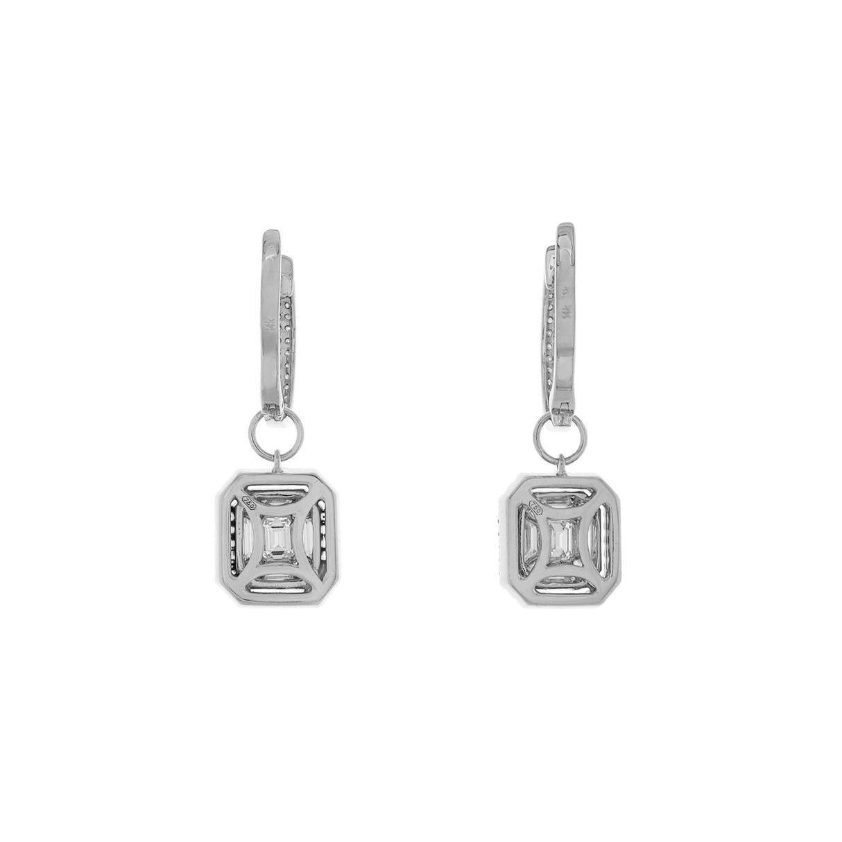 14K White Gold 2.00 Carat Diamond Drop Earrings Modaselle