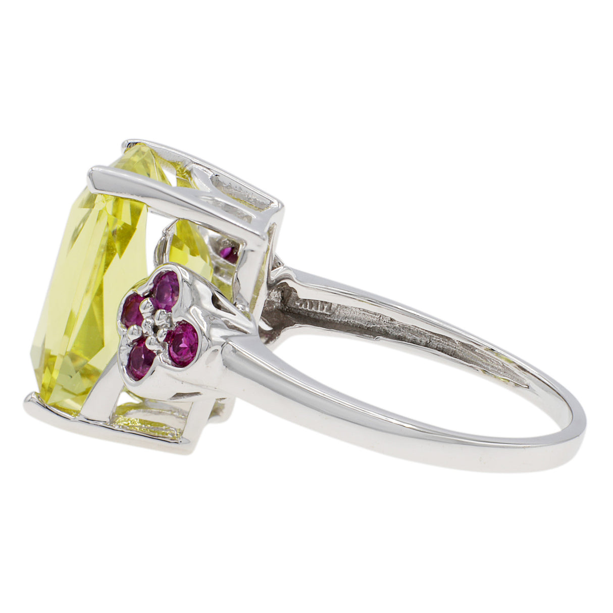 14K White Gold Pink Sapphire & Lemon Quartz Ring Modaselle