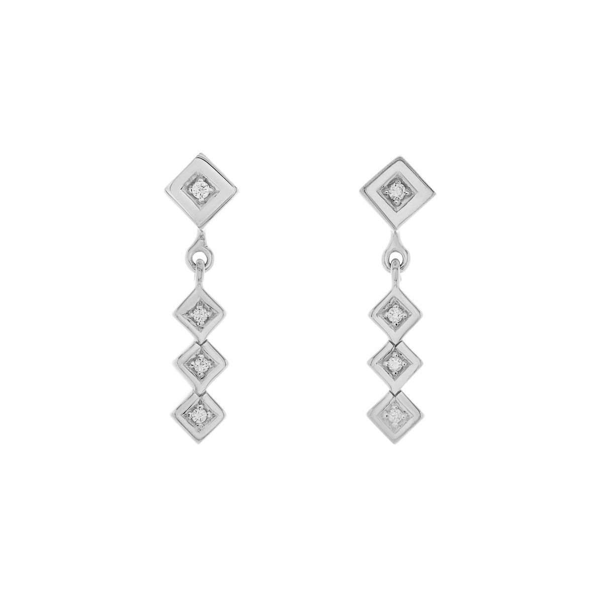 18K White Gold Diamond Drop Earrings Modaselle
