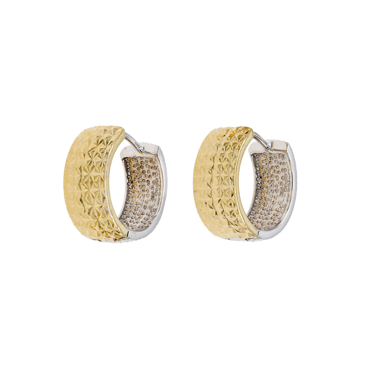 18K White & Yellow Gold Hoop Earrings Modaselle