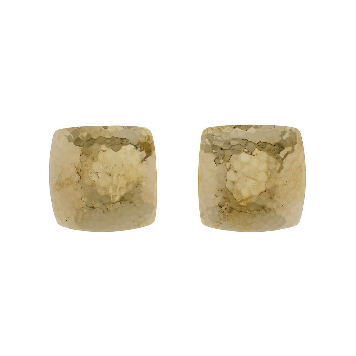 14K Yellow Gold Hammer Finished Earrings Modaselle
