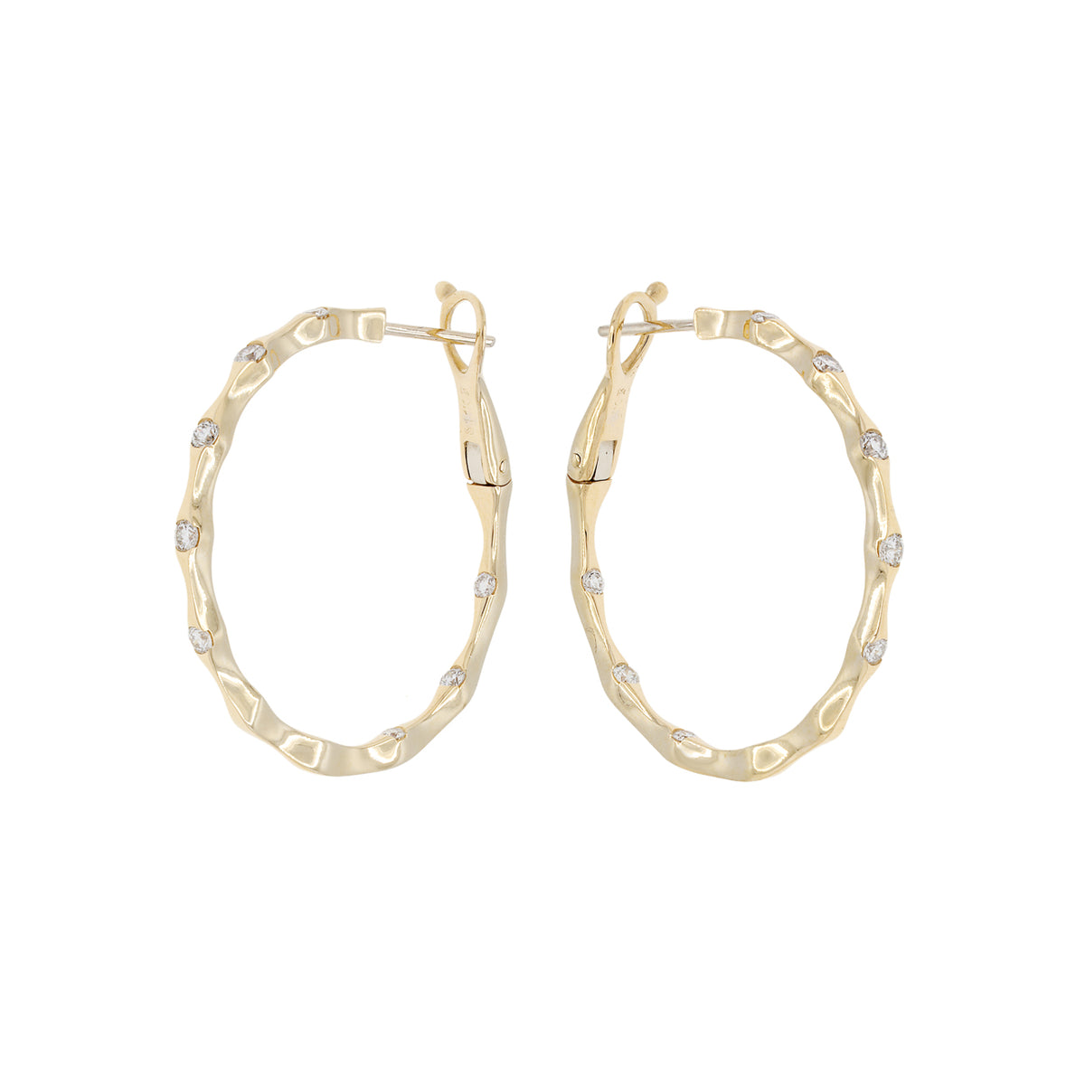 14K Yellow Gold 0.42 Carat Diamond Hoop Earrings Fine Jewellery Modaselle