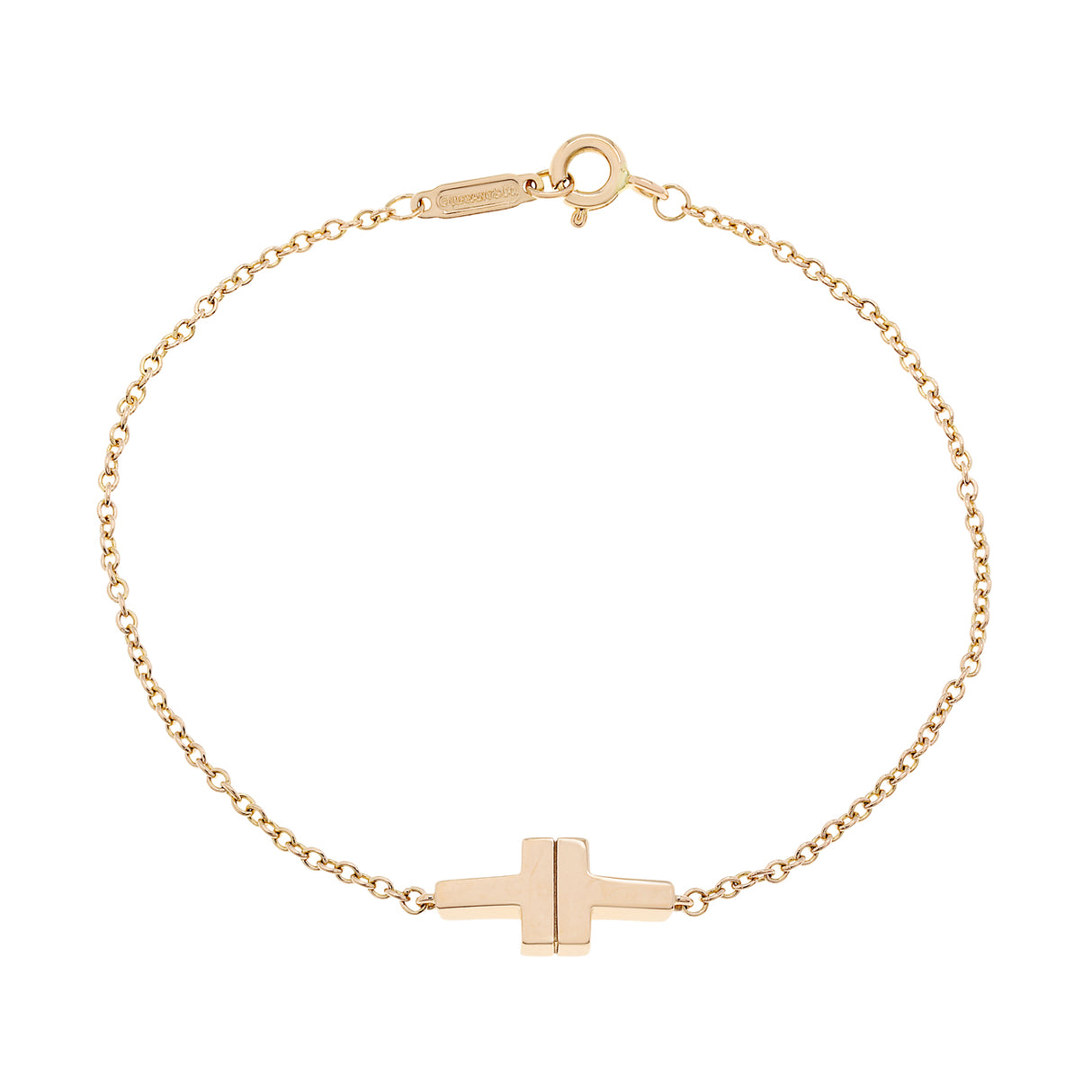 Tiffany & Co. 18K Yellow Gold T Chain Bracelet Designer Jewellery Tiffany and Co