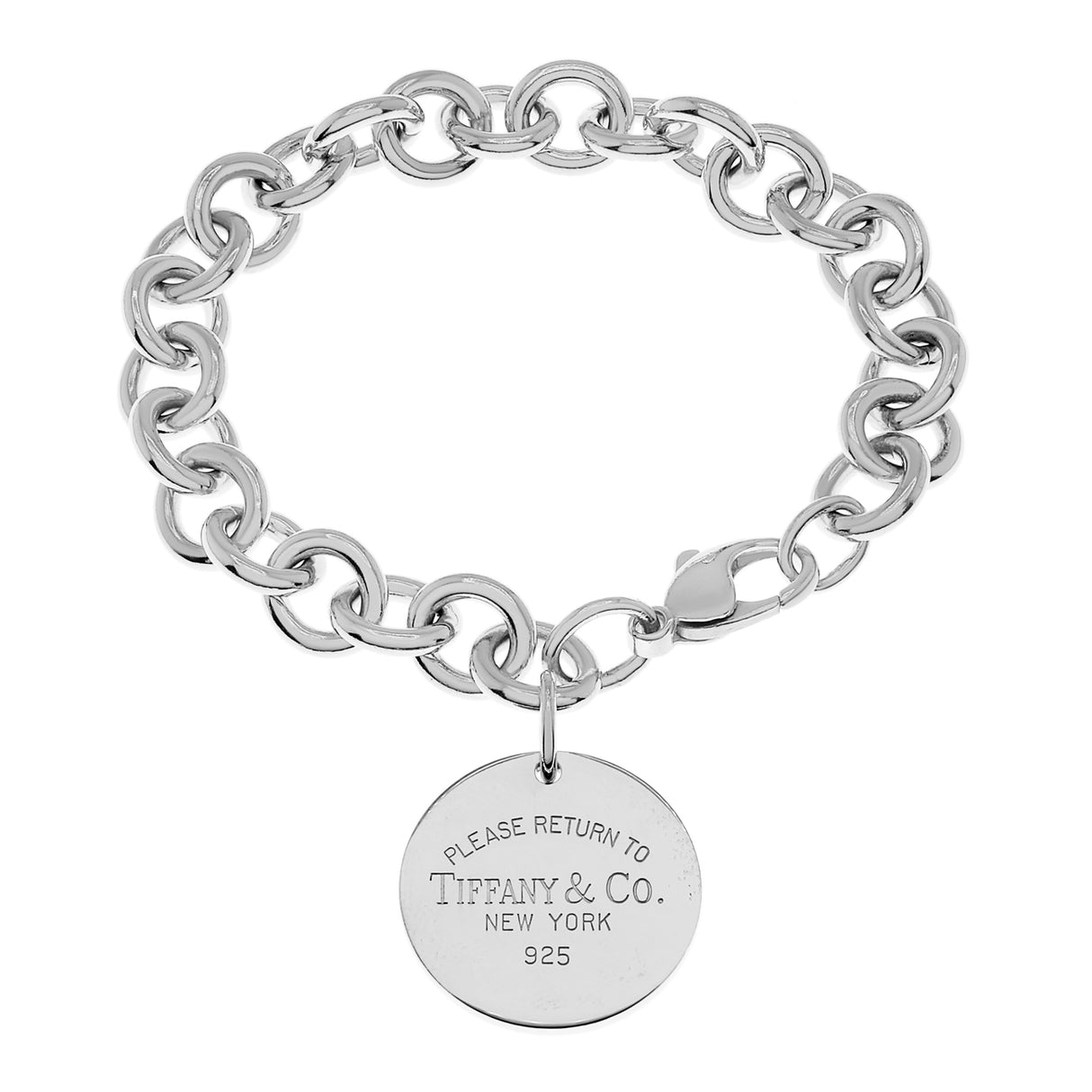 Tiffany & Co. Sterling Silver Round Tag Charm Bracelet Designer Jewellery Tiffany and Co