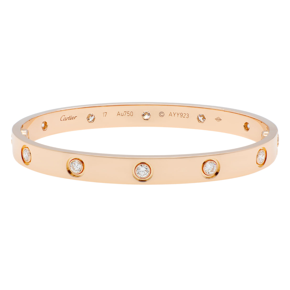 Cartier 18K Rose Gold 10 Diamond Love Bracelet Designer Jewellery Cartier