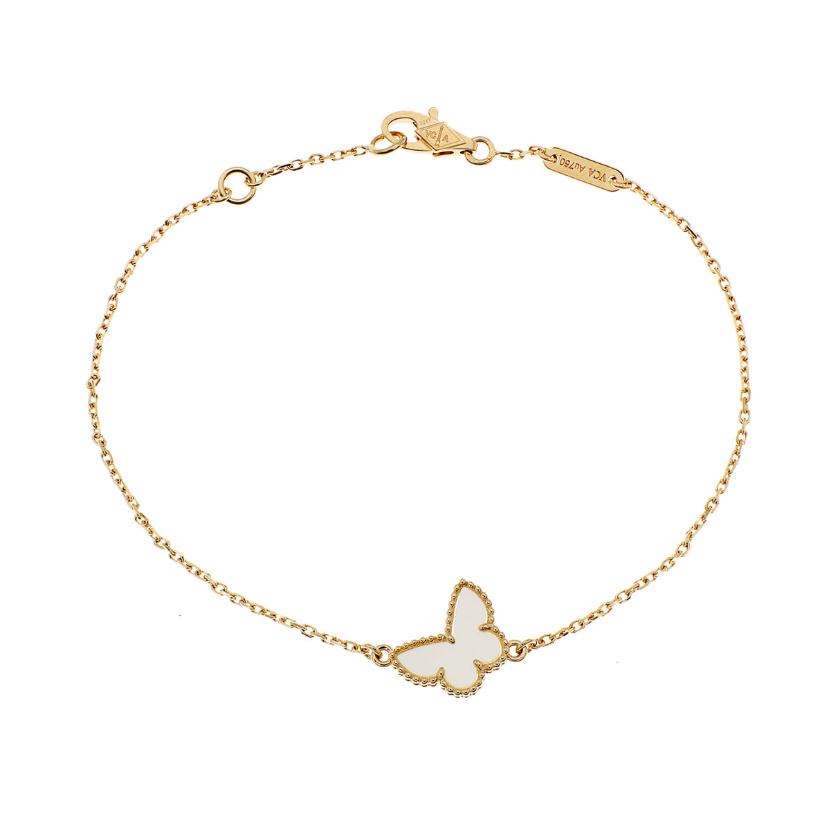 Van Cleef & Arpels 18K Yellow Gold Mother of Pearl Sweet Butterflies Bracelet Designer Jewellery Van Cleef and Arpels
