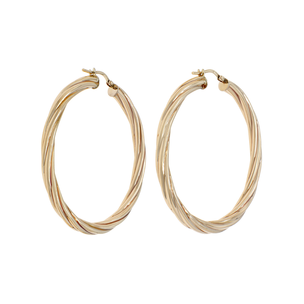 10K Yellow Gold Twist Hoop Earrings Fine Jewellery Modaselle