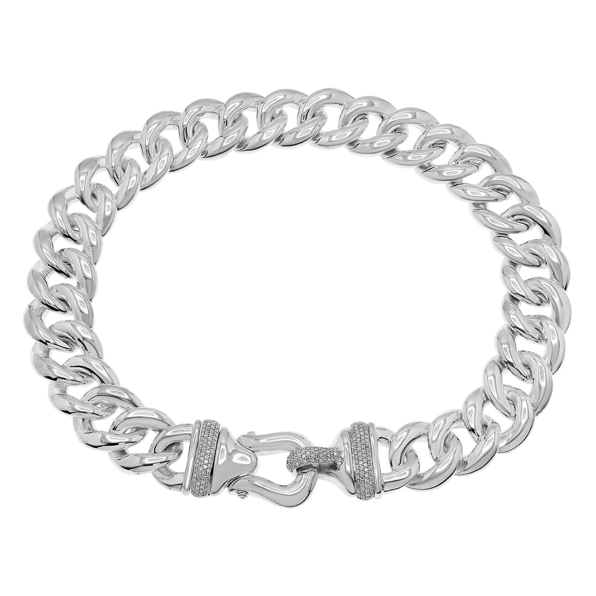 David Yurman Sterling Silver Diamond Cable Buckle Chain Necklace Designer Jewellery David Yurman