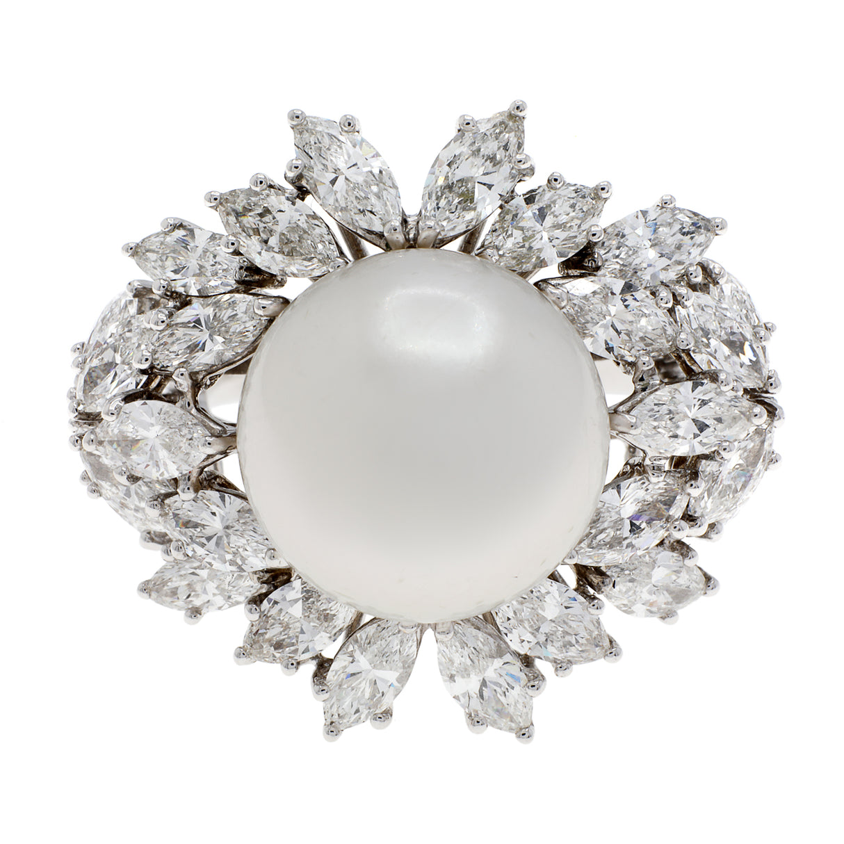 18K White Gold 13.8mm South Sea Pearl Diamond Ring Fine Jewellery Modaselle