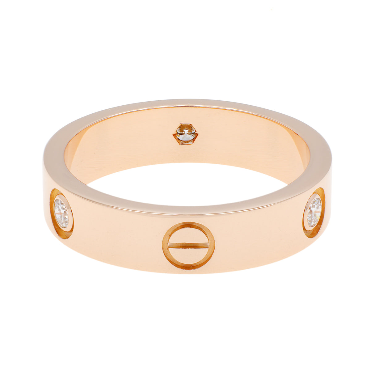 Cartier 18K Rose Gold 3 Diamond Classic Love Ring Designer Jewellery Cartier