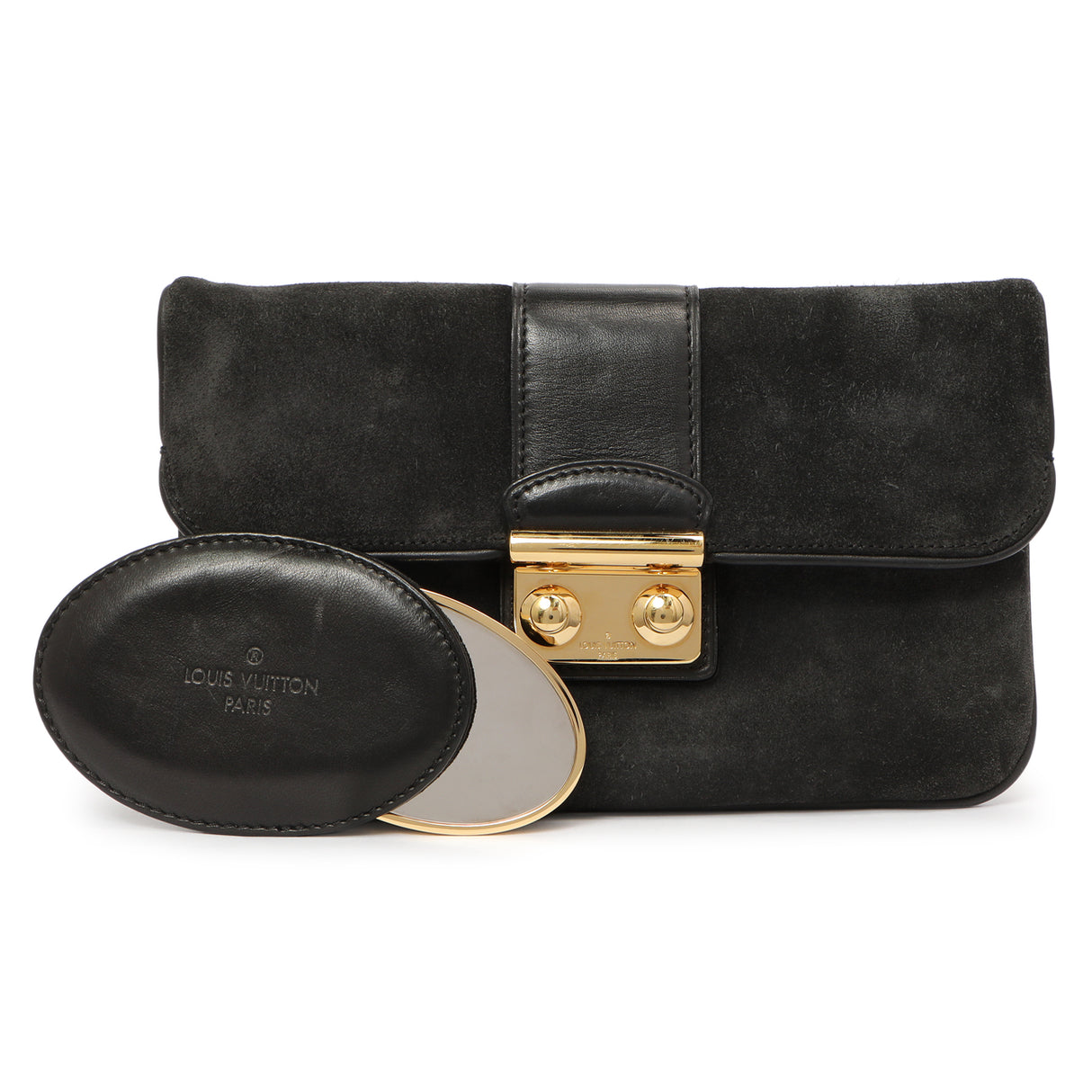 Louis Vuitton Black Suede Sofia Coppola Slim Clutch Handbags Louis Vuitton