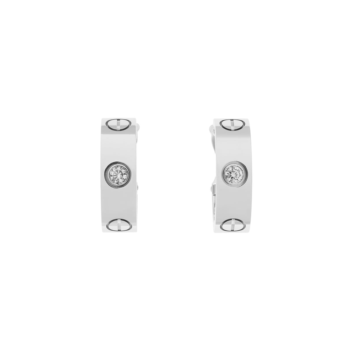 Cartier 18K White Gold Diamond Love Earrings Designer Jewellery Cartier
