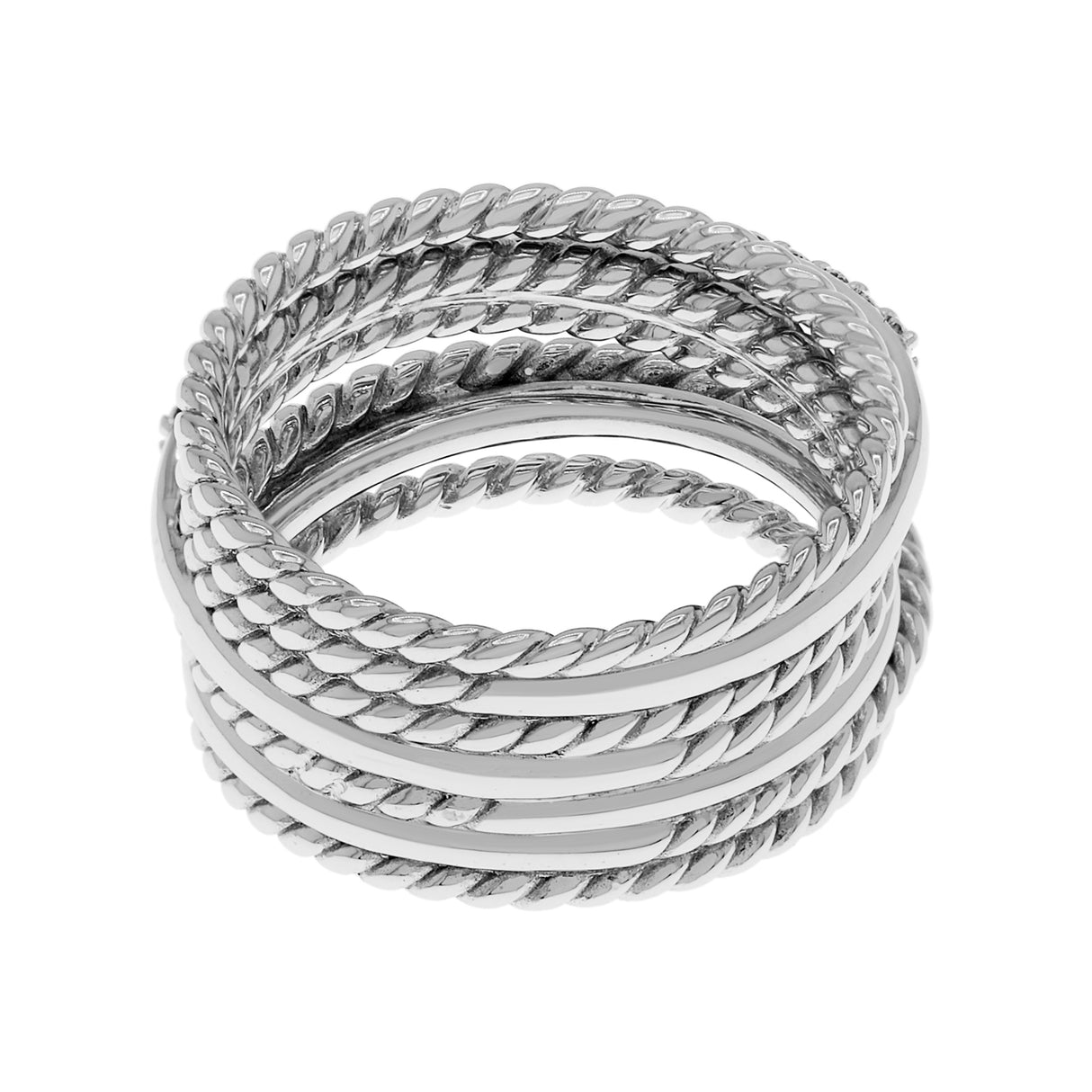 David Yurman 18K White Gold Diamond Crossover Ring Designer Jewellery David Yurman