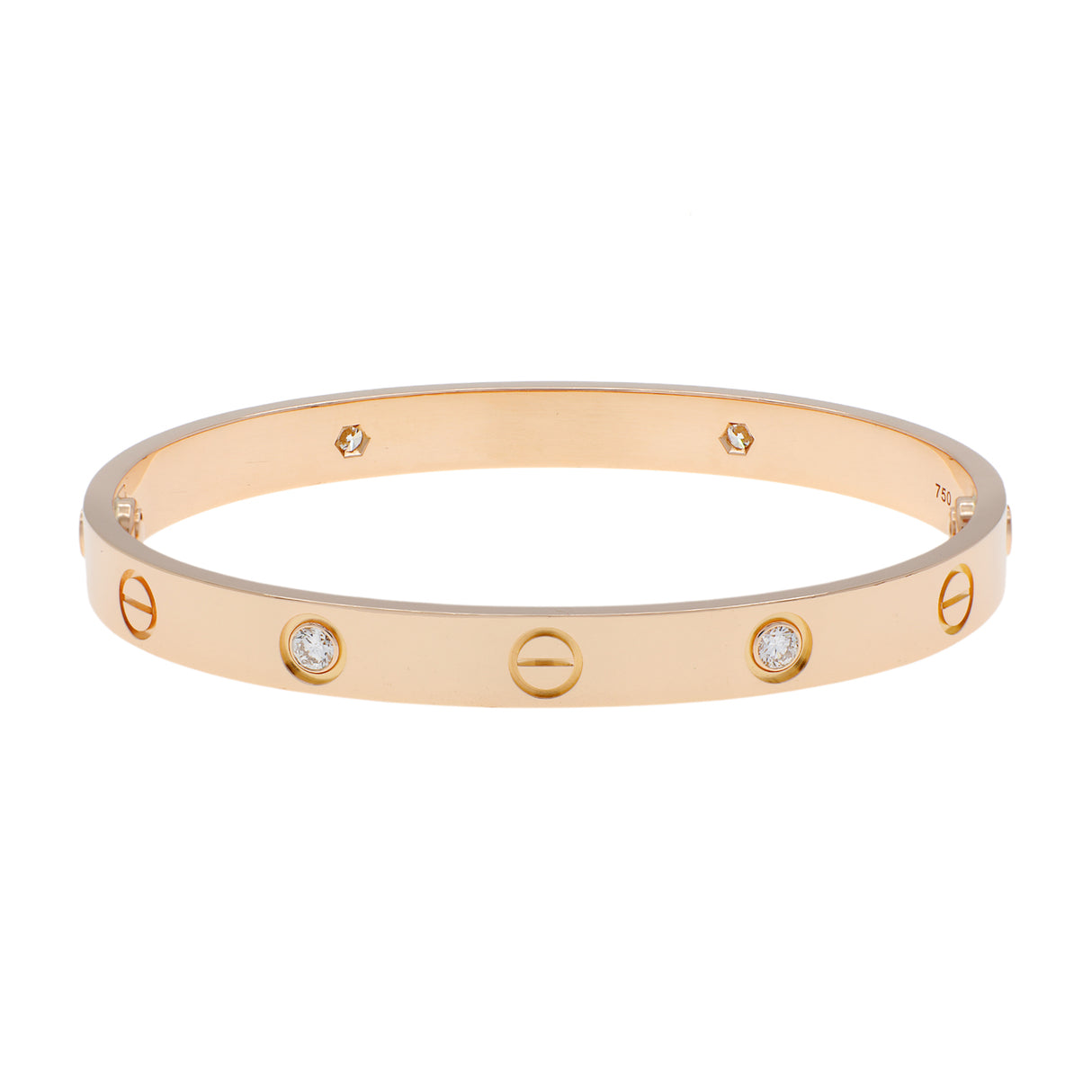 Cartier 18K Rose Gold 4 Diamond Love Bracelet Designer Jewellery Cartier