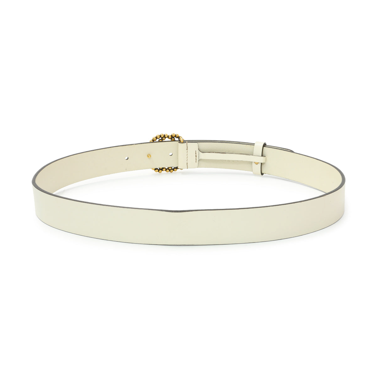 Gucci White Calfskin Studded Interlocking G 30mm Belt Accessories Gucci